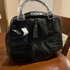 NWT - Black pleather bag - maker unknown